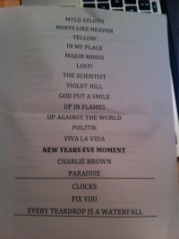 Coldplay Setlist