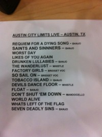 Flogging Molly Setlist
