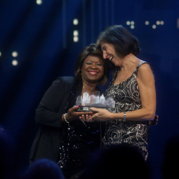 Marcia Ball and Irma Thomas, HOF 2018; photo by Gary Miller